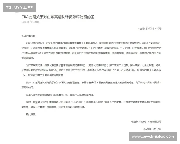 中篮联公司正式发函，对山东高速队违规行为做出处罚